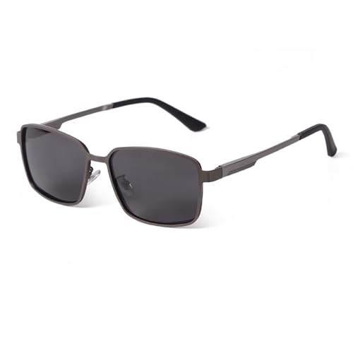 Lunettes de soleil pour hommes avec monture rectangulaire en métal UV400