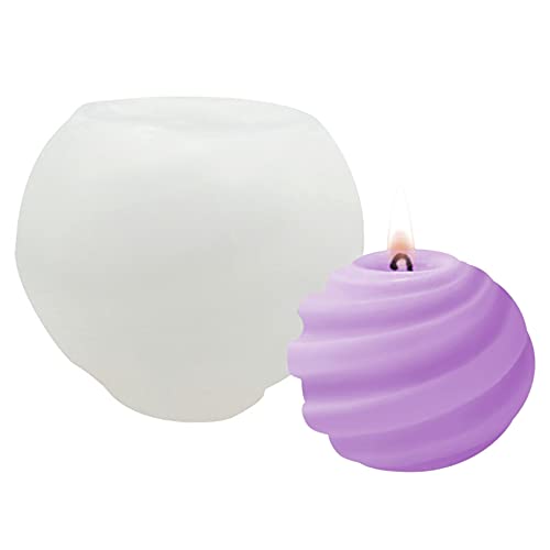 CeruleTree Moule en silicone 3D pour bougies - Forme de bougie géométrique - Forme de planète rotative - Pour aromathérapie, savon - Forme de bougie faite à la main (planète ronde) Cover