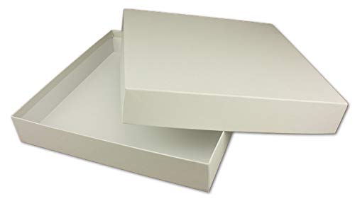 NEUSER PAPIER 1 caja cuadrada de almacenamiento y regalo en color gris, 24 x 24 x 4 cm, con tapa, ideal como caja de fotos y caja de regalo