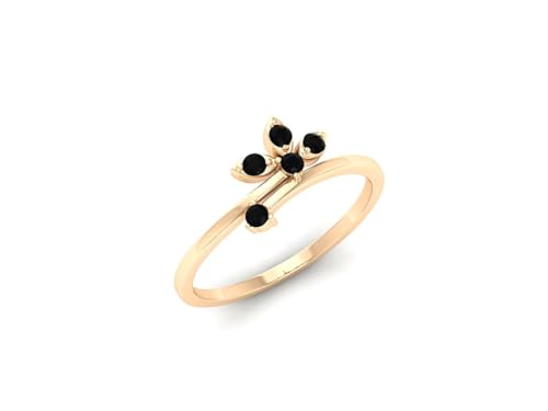 0.20 CT Black Onyx Yellow Gold Ring, 14K Solid Gold Ring, 18K Gold Black Stone Ring, Leaf Engagement Ring, Stackable Fine Ring, Delicate Wedding Rings