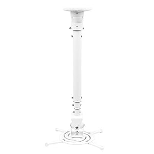 Full Motion Universal Ceiling Projector Mount Bracket with Adjustable Height and Extendable Arms Rotating Swivel Mount for Home and Office Projector (White)