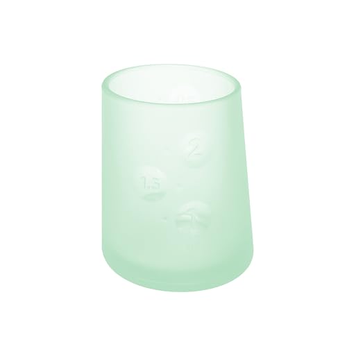 Image of Olababy First Cup | Clear Sense 100% Silicone Infant Trainer Cup | 2oz Medicine Cup for Newborn | Non-Slip & Sloping Design for Tiny Hands & Baby Led Weaning (Mint, 1 Cup)