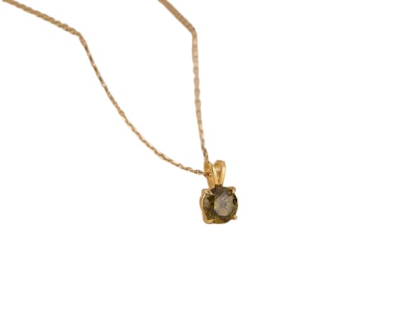 Pendentif péridot rond 8mm en argent plaqué or jaune pour femme