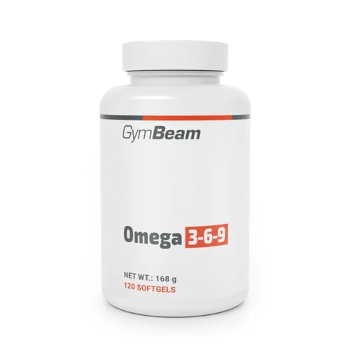 GymBeam Omega 3 6 9 mit Vitamin E angereichert pro Tagesdosis Fischöl 800 mg erhält Fisch- Leinsamen- und Sonnenblumenöl Leinöl-Kapseln komplexe Quelle von Omega-3 Omega 6 und Omega 9 (120 caps)