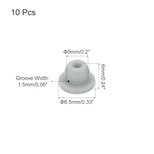 Image of MECCANIXITY 10pcs Silicone Snap in Locking Hole Plugs,5mm /0.2 Inch Mounting Diameter Narrow Groove Width 1.5mm Panel Seal Cover Round for Kitchen Bulkheads Waterproof Sealing Plugs Grey