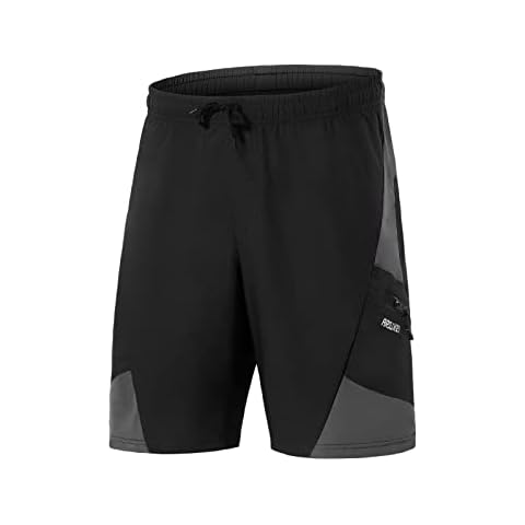 ARSUXEO Mens Mountain Bike Shorts MTB Shorts with Liner Padded Biking Cycling Shorts Loose Fit Lightweight B2204 Black M Cover