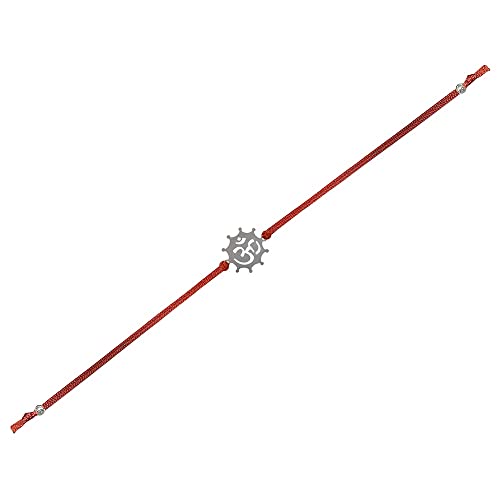 Image of Parnika 925 Silver Rakhi in Cotton Thread Silver Rakhi Bracelet For Brother in Pure 92.5 Sterling Silver for Boys and Men | Chandi ki Rakhi | With Roli Chawal (Om 3)