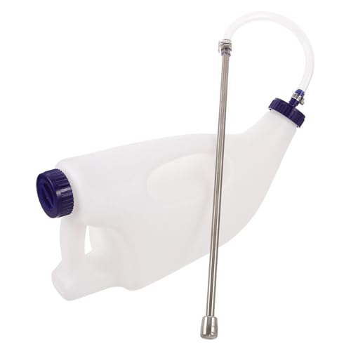 BESPORTBLE Biberón para Terneros de 4 Litros Asa, Acero Inoxidable, Sonda de Alimentación Portátil para Corderos y Cabras, Dispensador de Leche y Medicina para Granja, Uso en Alimentación