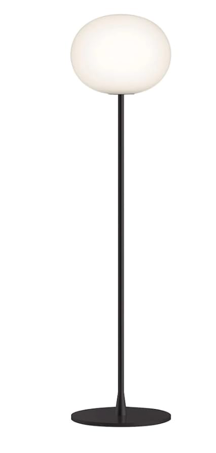  FLOS Glo-ball Floor 1 Lampada Da pavimento H.135 cm a luce diffusa in vetro opalino acidato bianco e acciaio nero opaco