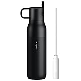Vsitoo 25 oz Water Purifier Bottle–Stainless Steel, Carbon Fiber Filter, Double-Wall Insulated, BPA-Free, Ideal for Hiking, Cycling, Gym & Outdoor Use–Life Straw Compatible, Black