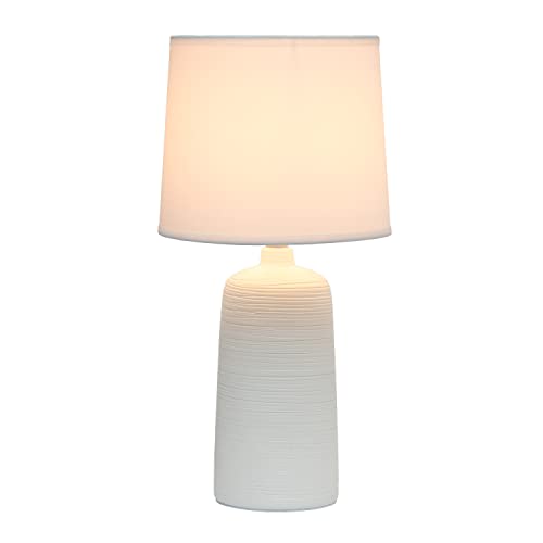 Simple Designs Lt2085-Off Textured Linear Pottery Ceramic Table Lamp, Off White #TOP2