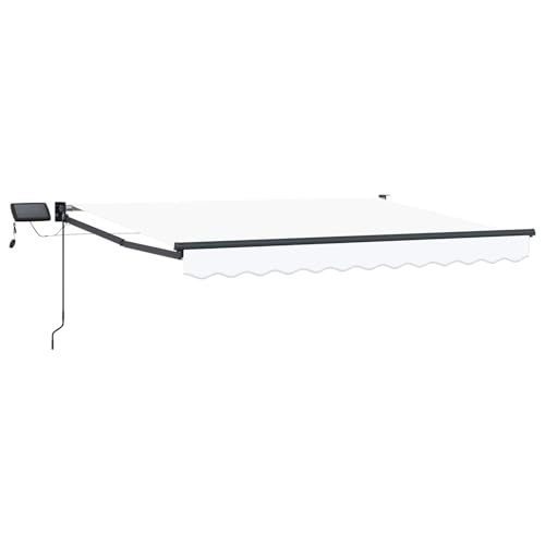 Toldo retráctil manual resistente con luces LED integradas blanco antracita 2
