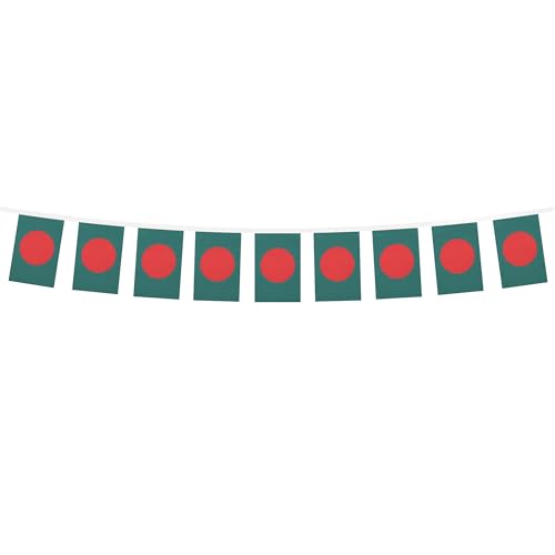 Image of AZ FLAG Bangladesh 6 meters BUNTING Flag 20 flags 9'' x 6'' - Bangladeshi STRING flags 15 x 21 cm