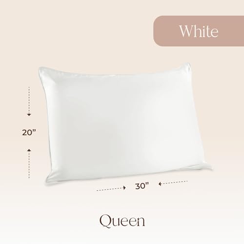 Image of Organic Cotton Pillow Protector Queen Size - 100% Cotton GOTS Certified Pillow Case Protector with Zipper - Hypoallergenic Machine Washable Edge Piping & Breathable Cover - 2 Pack (White, Queen)