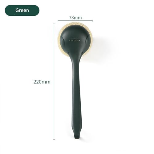 Image of Kitchen Dish Scrubber with Long Handle, Heavy Duty Scrubbing Brushes for Dishes, with Plastic Replacement for Cleaning Kitchen, Pots, Pans, Grills (Long Handle Green)