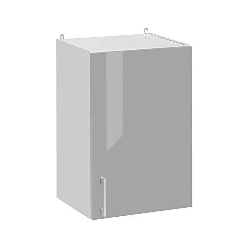 Cuisineandcie - Meuble Haut de Cuisine Eco Gris Brillant 1 Porte L 40 cm Cover