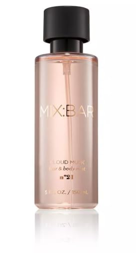 MIX~BAR Women's Hair & Body Mist, Cloud Musk Scent, 5 fl oz, Paraben Free Spray, Glass Bottle