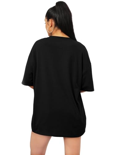Image of LEOTUDE Women's Oversized Cottonblend Half Sleeve Round Neck Printed Regular Fit T-shirt