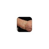 FUNRUN JEWELRY Juego de 5 pulseras de acero inoxidable para hombres y mujeres, oro y plata, cadena de eslabones cubanos, juego de pulseras Figaro para hombres de 7.5/8/8.5 pulgadas, 7.5 Inches, Acero