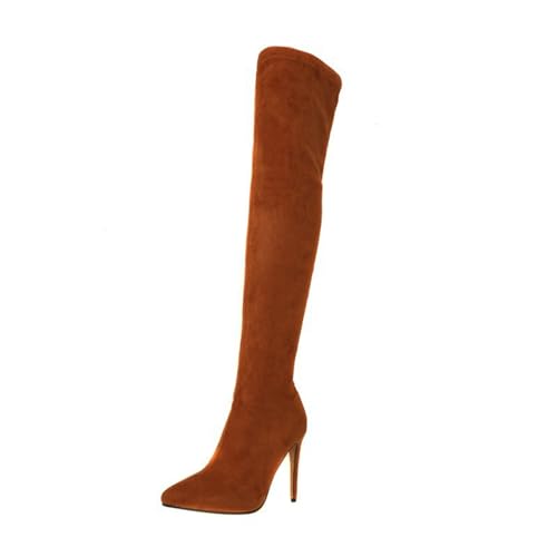 Bottes de chevalier stiletto 10cm avec bout pointu élégant pour femme