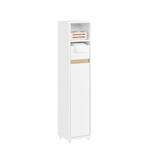 SoBuy Meuble Salle de Bain - Meuble Bas Rangement Gain de Place, Petite Armoire de Rangement avec Étagère Réglable et Tiroir pour Salle de Bain et WC,...