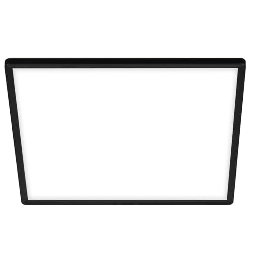 BRILONER - Plafón LED, Panel LED Ultra Plano, Efecto Retroiluminación, Luz Blanca Neutra, IP20, 18W,2400 Lúmenes, Negro, 29x29 cm, plafon led techo, luces led habitacion, luz led, luces led cocina