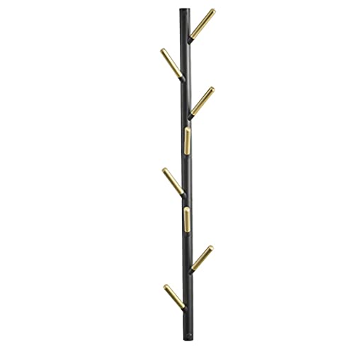 QPZK Perchero vertical de latón montado en la pared, organizador de sombreros, perchero rústico con ganchos para colgar ropa, sombreros, bolsos, bufandas en la entrada, dormitorio, negro, 80 cm