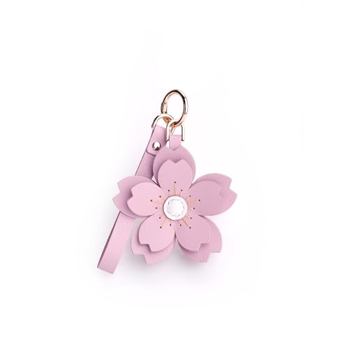 Leather Cherry Blossom Charm for Handbags, Purses, Totes, Keychains and Cars Handmade with Alran Sully Goatskin (Metal-clasp strap)