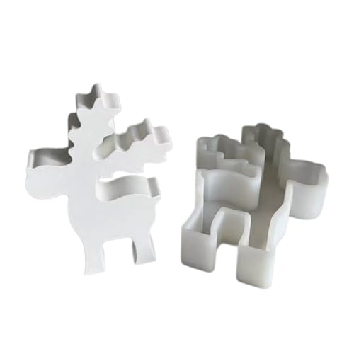 Pjeghbvop Moldes de silicona de alce de Navidad, moldes de velas de alce para hacer velas, jabón, decoraciones de yeso, flexibles