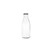 Bouchonnerie Jocondienne 1425 Bouteille Jus de Fruits 1L Blanche To48, Verre, Transparent et Couvercle Doré, 8,5 x 8,5 x 26 cm