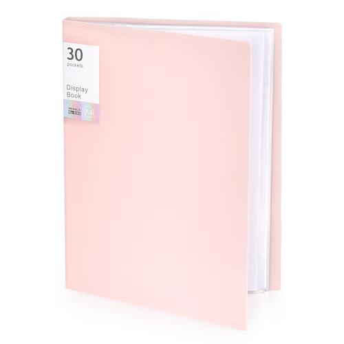 Tamaki Binder with Plastic Sleeves Portfolio Folder with Clear Sheet Protectors Display 60 Pages Book Presentation Book for Artwork Document Organizer 1 Pack (Pink)