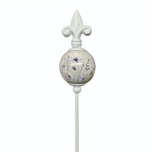 dio only for you Metallstecker mit Blumenmuster 83cm. Gartendekoration, Gartenstecker mit Keramik-Kugel, Blume
