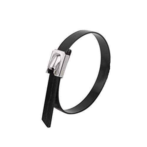 25 piezas de ataduras autolock de acero inoxidable recubiertas de plástico para organización y gestión de cables eléctricos, plantas y cercas