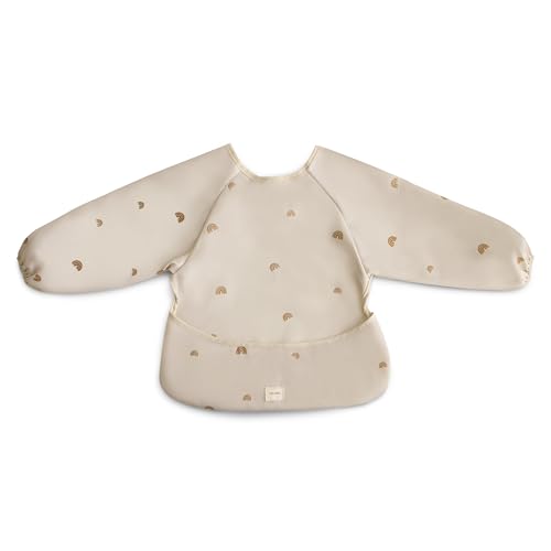 Image of mushie Long Sleeve Baby Bib | Water Resistant Adjustable Fit for Ages 6-24 Months