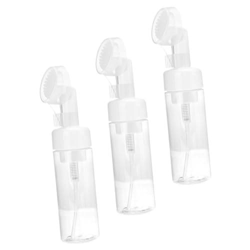 PartyKindom Botellas de Espuma Bomba y Cabezal de Cepillo Set de 3 150 Ml Recargables Pet para Limpieza Facial Mousse Champú y Portátil Desplazamientos
