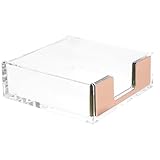 Cabilock Transparenter Acryl notizblockhalter mit Rosegold akzent Multifunktionaler Organizer für Schreibtisch Büro und Zuhause Vielseitiger Zettelhalter und Memo box für Karten und