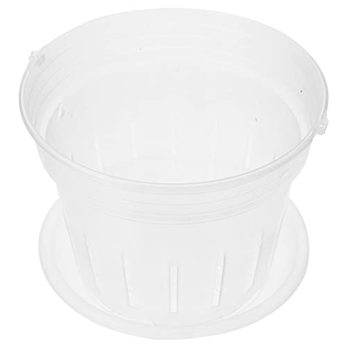GANAZONO 7 inches Clear Orchid Pots with Holes Flower Plant Pot with Tray Flower Plant Container Plant Nursery Pots for Gardening Garden Home