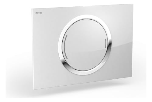 Mepa, Piastra di azionamento per cassette di risciacquo ad incasso MEPAZERO 421854, doppio scarico, vetro/bianco, 421854