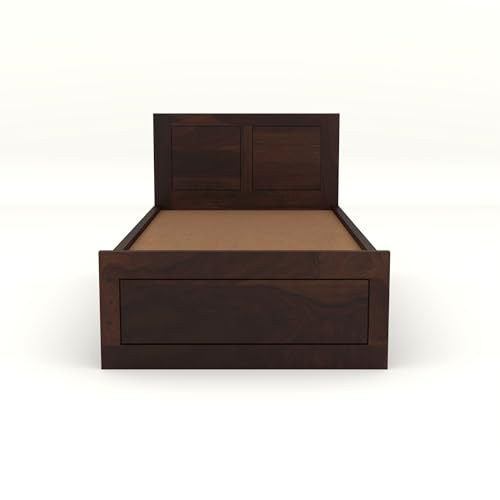 Image of Solid Sheesham Wooden Bed 6X4 Bed Single Bed Without Storage for Bedroom - Single Cot Wooden BedSingle Size for Living Room Guest Room - 12 Month Warranty (Noah Walnut)