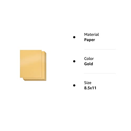 Gold Shimmer Paper - 100-Pack Metallic Cardstock Paper, 92 Lb Cover, Double Sided, Printer Friendly - Perfect For Weddings, Birthdays, Craft Use, Letter Size Sheets, 8.5 X 11 Inches #TOP7
