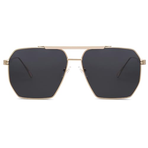 Retro Oversized Square Polarized Sunglasses for Women and Men, Vintage Large Metal Frame, Classic Style3