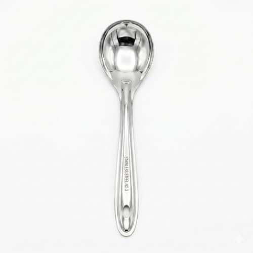 Image of Basting Stainless Steel Serving Spoon, Silver - Heavy Duty Kitchen Spoon, Rust Resistant Mirror Finish, Multipurpose Cooking & Serving Utensil for Home & Restaurant Use