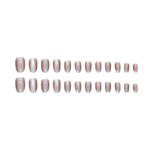 Image of Peach Cat Eye Metalic 3D Tip Round Press On Nails Kit for Women And Girls Fake Nail Extension | Reusable Nail Extension For Women With Glue Tab | Long Lasting Glossy Finish Artificial Nails | Easy to Apply Fake Nails for Salon Look at Home | Stick-On Manicure Kit For Parties, Weddings And Gifts | Trendy Nail Art Set for All Occasions (Peach-SilverRound)