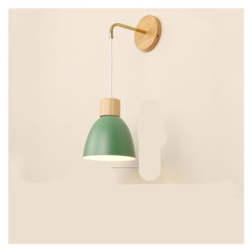 Applique en bois avec interrupteur orientable macaron 6 couleurs culot E27 15cm vert