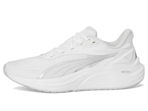 PUMA Puma Mens Electrify Nitro 4 Running Shoes Puma White/Feather Gray 11 D - Medium
