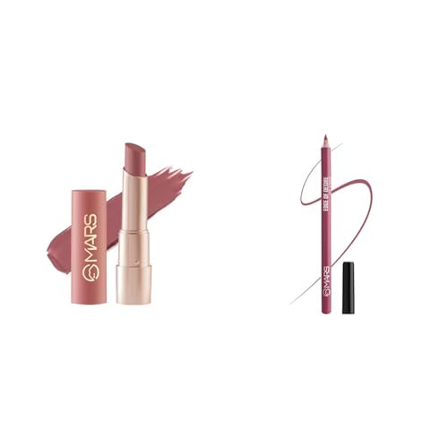 Image of MARS Creamy Matte Long Lasting & Creamy Lipstick(3.2 gm) (11-Aerial Awe) Matte Lip Liner One Swipe Smooth Long Lasting Lip Pencil (1.4gm) (19-BERRY SPLASH)