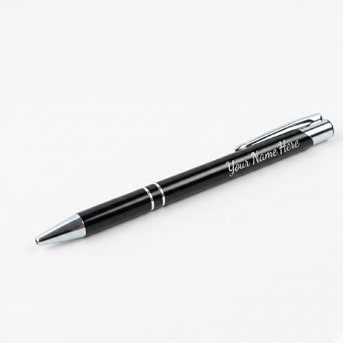 Image of Personalized Name Printed Black Metal Ball Pen | Premium Customized Laser Engraved Pen | Smooth 0.7 mm Tip | Refillable Luxury Writing Pen | Perfect for Corporate Events