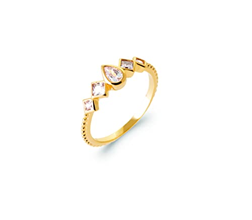 Bague en Plaqué Or 18 carats géométrique et oxyde de zirconium étincelant