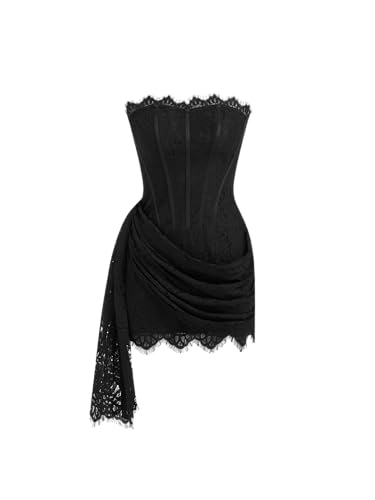 CIDER Lace Corset Dress Strapless Tie Back Mini Bodycon Cocktail Party Dress