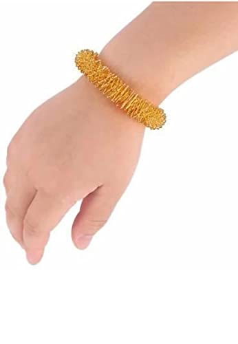 Image of Acupressure Sujok Magnetic Massage Ring For Wrist /Hand (4x4x1 cm, Yellow)